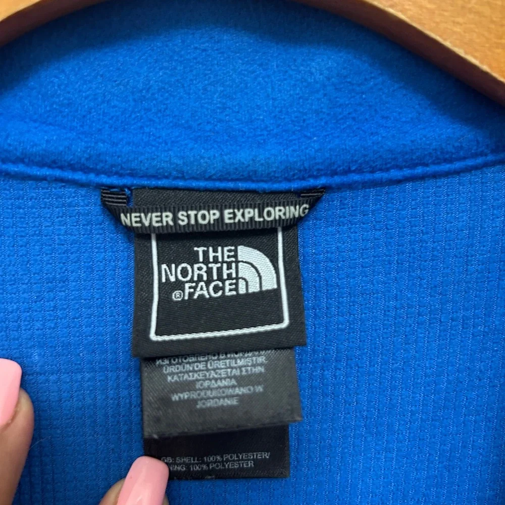 The North Face Mens XL Gray Blue Grid Fleece Lined Full Zip Jacket Heathered